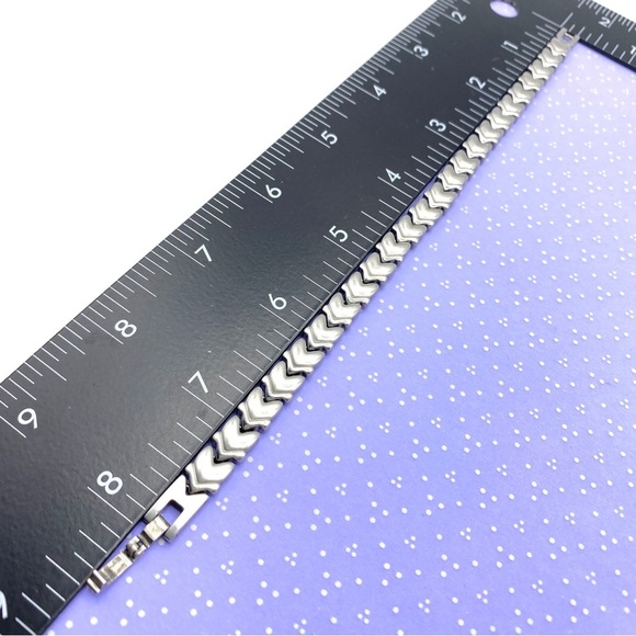 Magnetic Therapy Stainless Steel Bracelet Chevron Design Gender Neutral - Picture 2 of 8